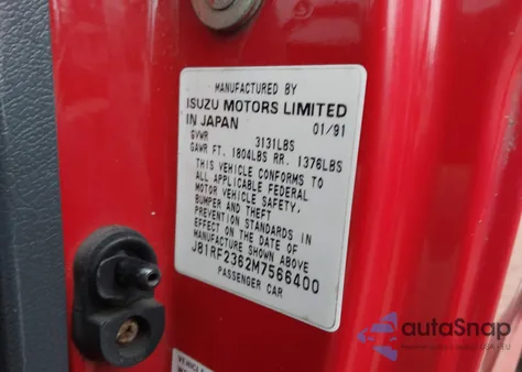 1991 Geo Storm 2+2 from USA, damaged, VIN J81RF2362M7566400